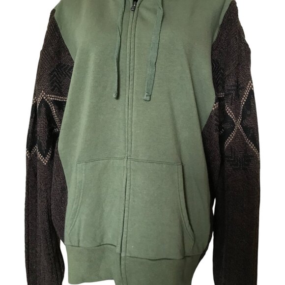 Upcycled Hoodie Sweater Sleeves, Plus Size: Sweatshirt Jacket, Diamond Pattern - Picture 6 of 11